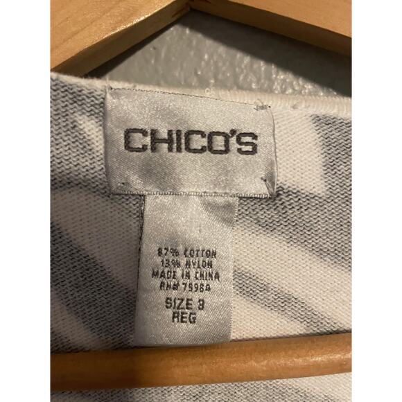 Chicos Sweater Womens Size 3 Black White Open Front Cardigan Abstract Print - Picture 3 of 7